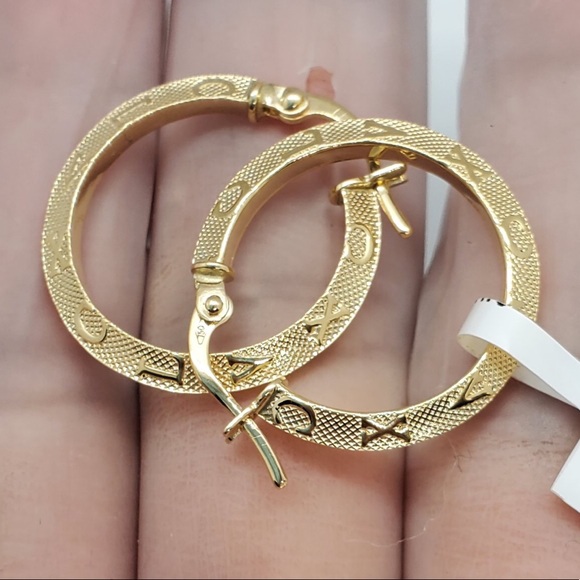 18k Solid Gold Hoop Earrings - Picture 3 of 11